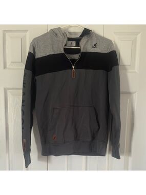 Kangol Gray and Black Zip Up Hoodie with Sporty Design